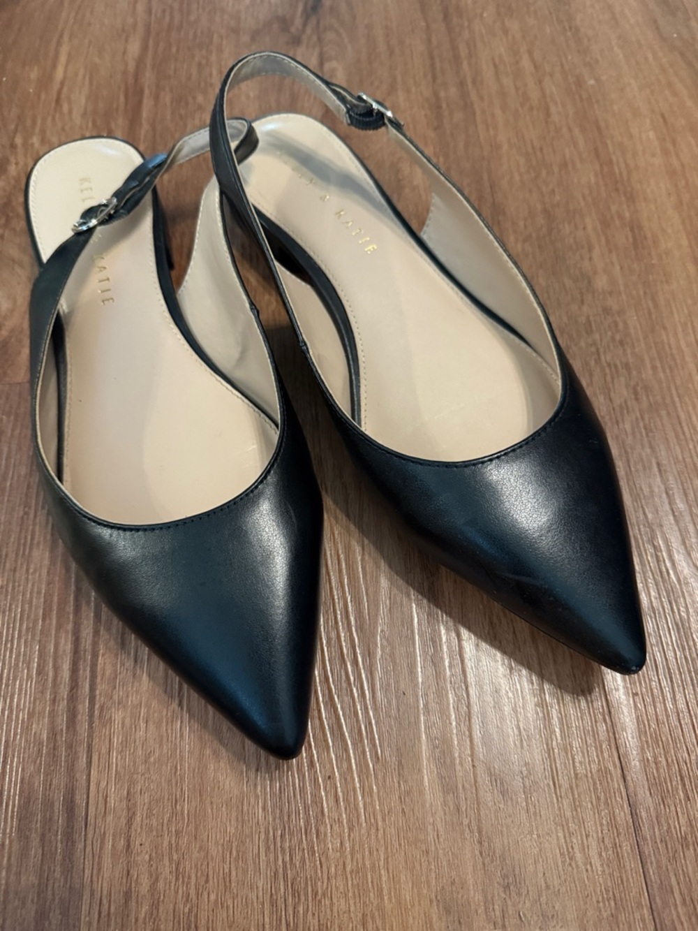 Kelly + Katie Black Pointed Slingback Flats